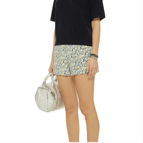 Equipment Femme Lewis Silk Floral Shorts in Blue Yellow Green high waist medium - Picture 3 of 8